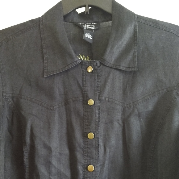 NY CITY DESIGN Sz 2X Ramie Embroidery Shirt Jacket - Picture 6 of 14